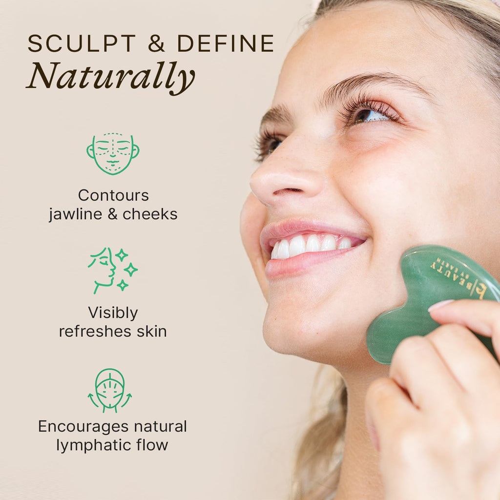Jade Gua Sha Facial Tools - Depuffer & Massager Tool | Lymphatic Drainage & Jawline Sculpting, Gift Set Guasha Tool for Face, Eye Depuffer Skin Care Tools