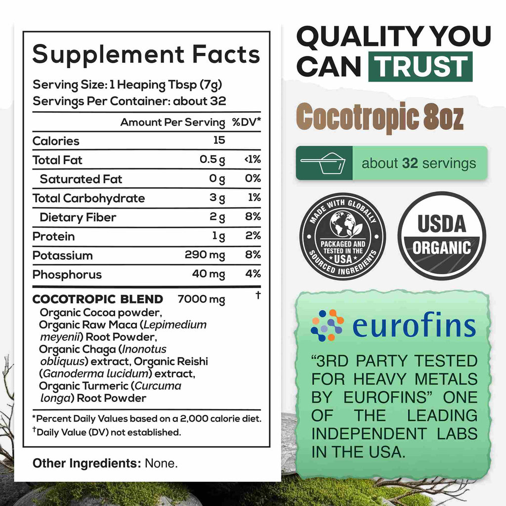 Cocotropic, 32 Servings – Organic Mushroom Mix for Energy & Focus