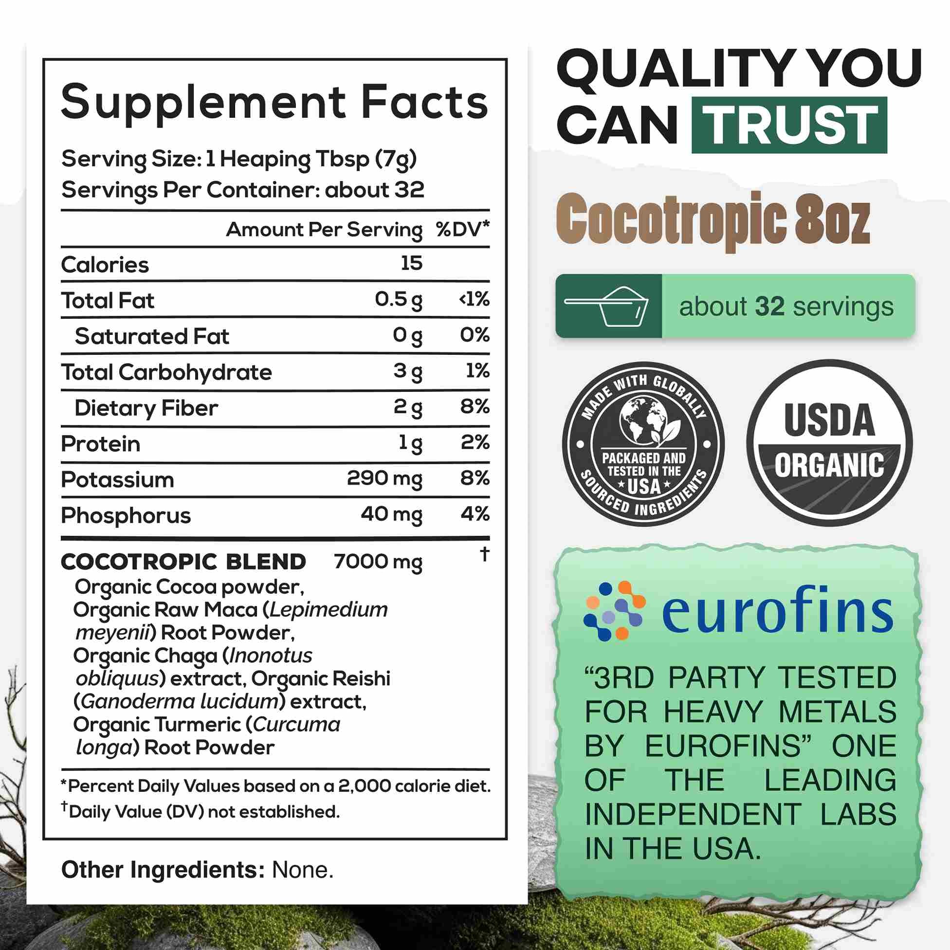 Cocotropic, 32 Servings – Organic Mushroom Mix for Energy & Focus