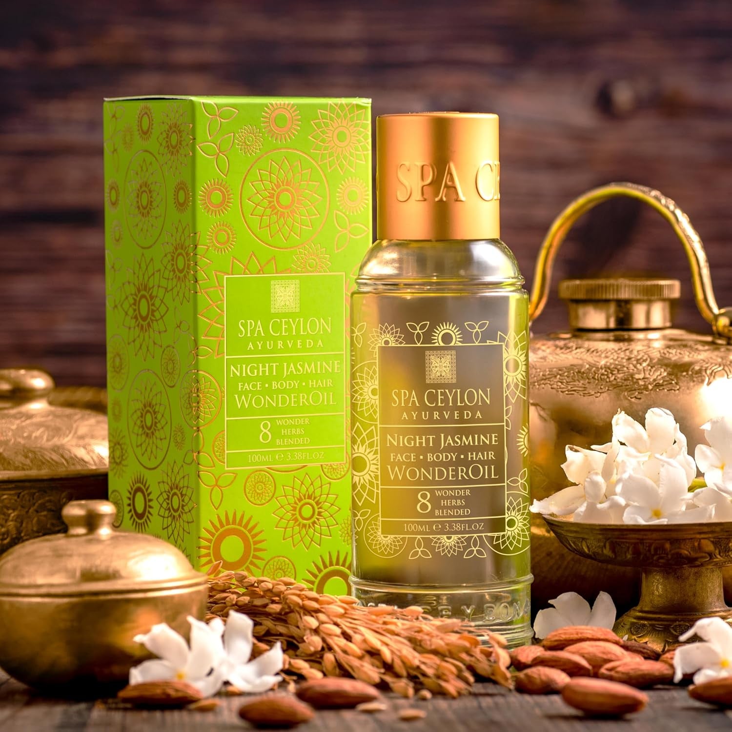 Wonder Oil Night Jasmine, Enriching Moisturizing Body Oil with Ayurvedic Herbs for Skin & Hair Vitality, Vegan & Organic, Non-Greasy,100 Ml