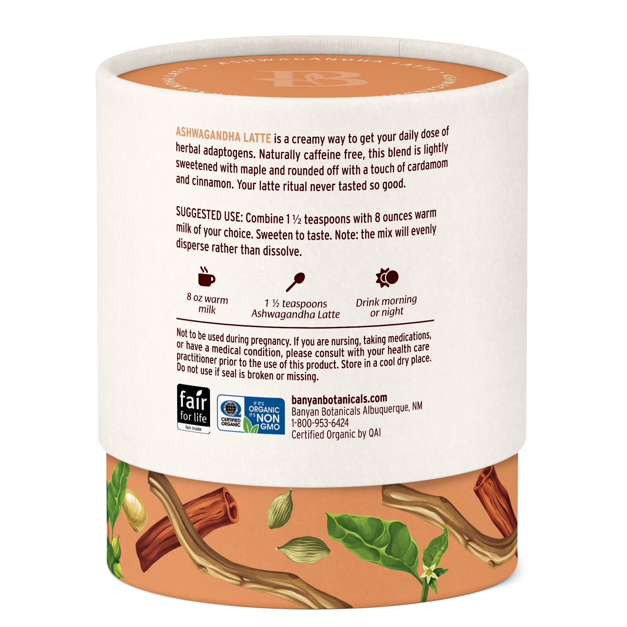 Ashwagandha Latte – Caffeine-Free Organic Herbal Latte Mix – Instant Herbal Adaptogen Drink for Energy, Relaxation, and Nourishment* – 4.2 Oz – Non-Gmo Sustainably Sourced Vegan