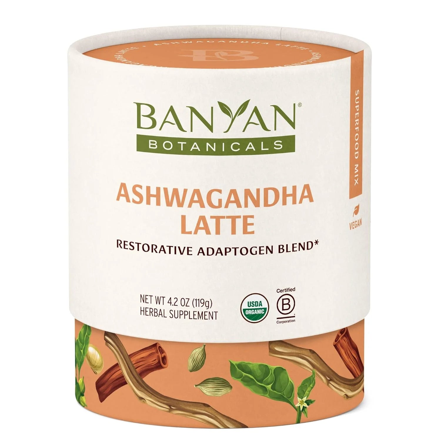 Ashwagandha Latte – Caffeine-Free Organic Herbal Latte Mix – Instant Herbal Adaptogen Drink for Energy, Relaxation, and Nourishment* – 4.2 Oz – Non-Gmo Sustainably Sourced Vegan
