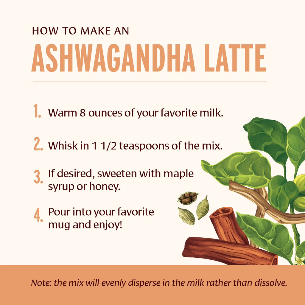 Ashwagandha Latte – Caffeine-Free Organic Herbal Latte Mix – Instant Herbal Adaptogen Drink for Energy, Relaxation, and Nourishment* – 4.2 Oz – Non-Gmo Sustainably Sourced Vegan